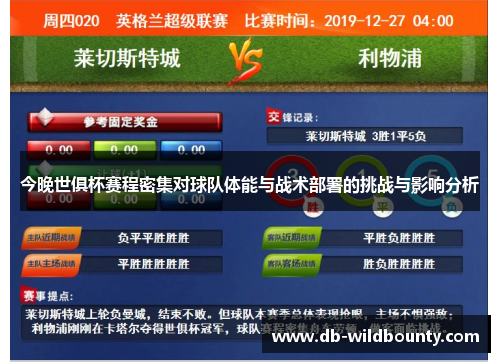 今晚世俱杯赛程密集对球队体能与战术部署的挑战与影响分析